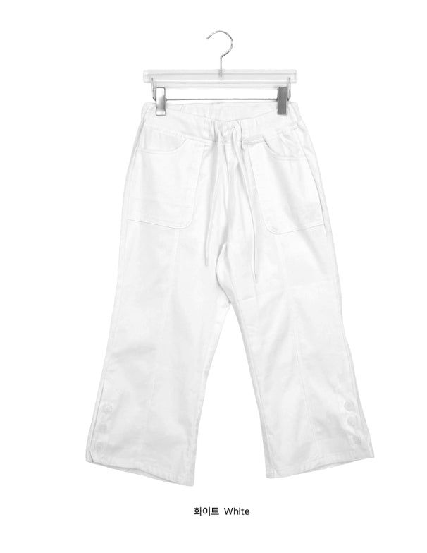 Theor Button Bootcut Bermuda Capri Pants