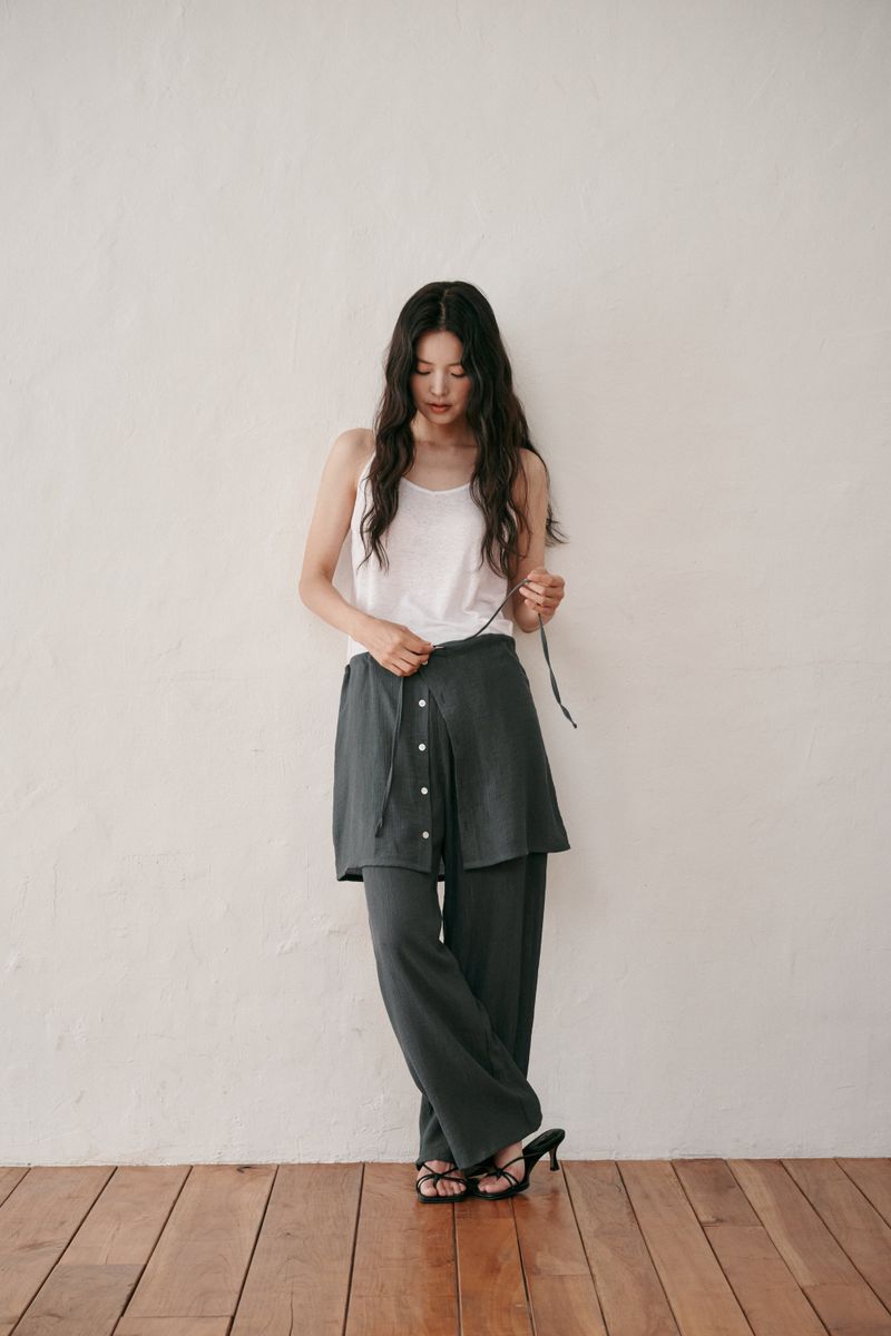 Pleat wrap cover up (Dark grey)