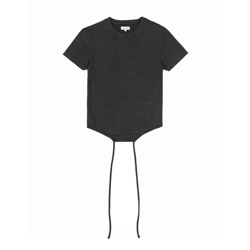 RIBBED STRING T SHIRTS(CHARCOAL GREY)