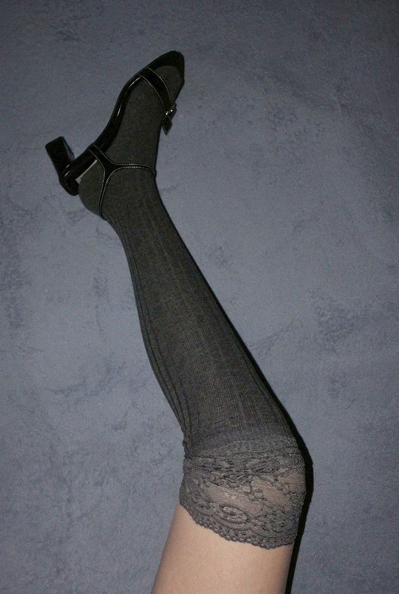  LACE COTTON KNEE SOCKS (3COLORS!)