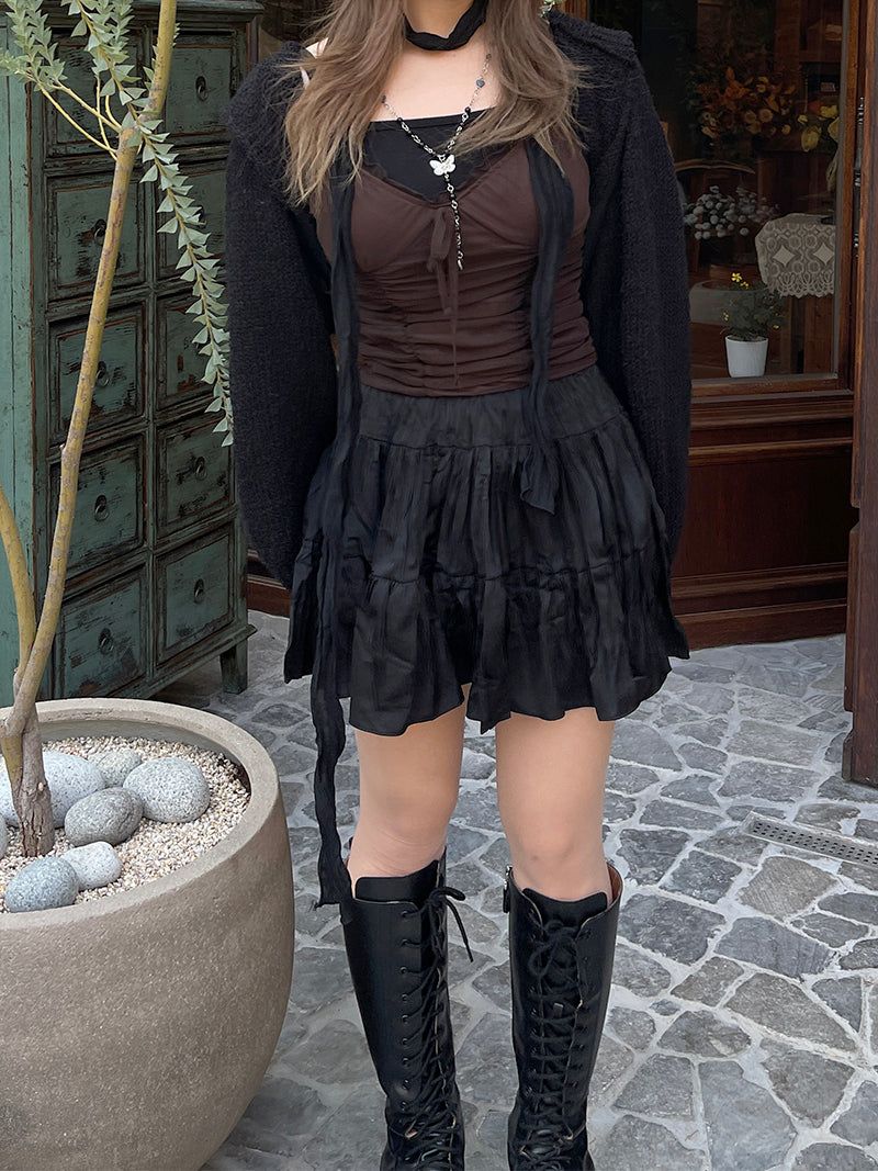 Romantic wrinkle banding skirt