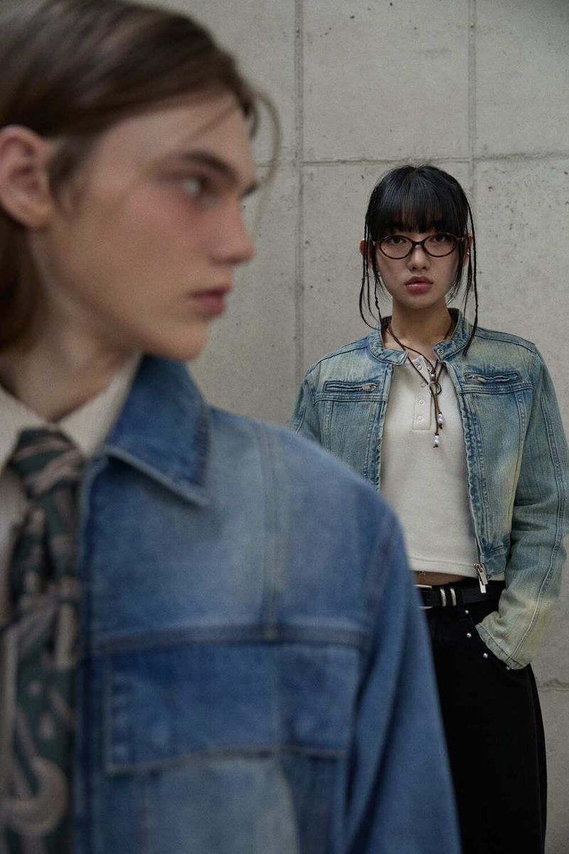 (W) Vintage washed rider denim jacket