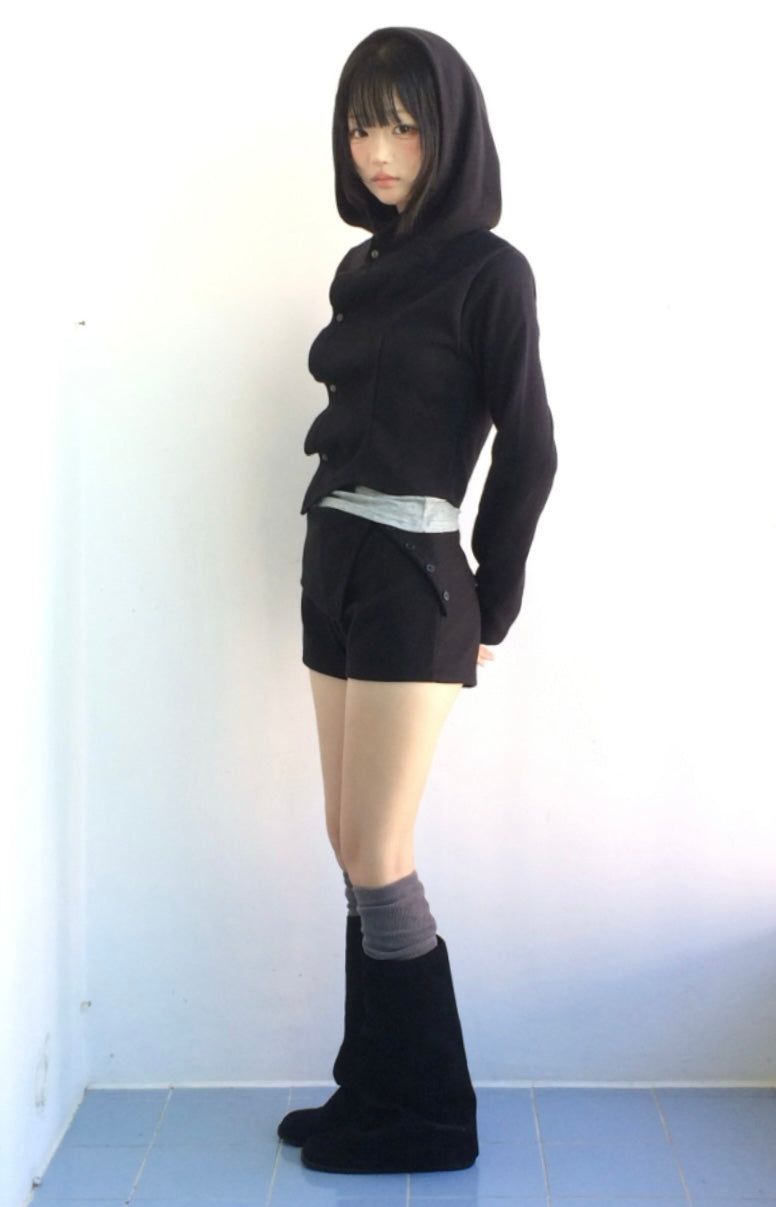 Rough Cutout Hoodie Jacket