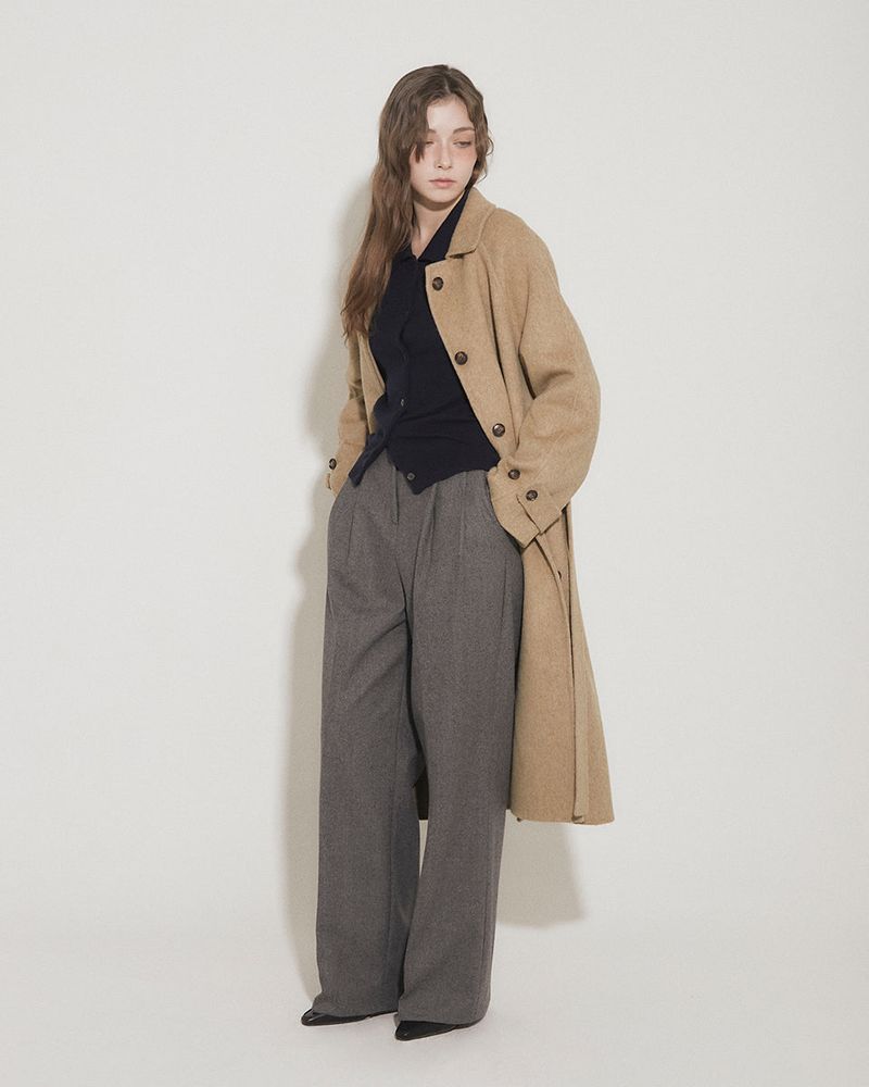 WOOL BALMACAAN COAT [BROWN]