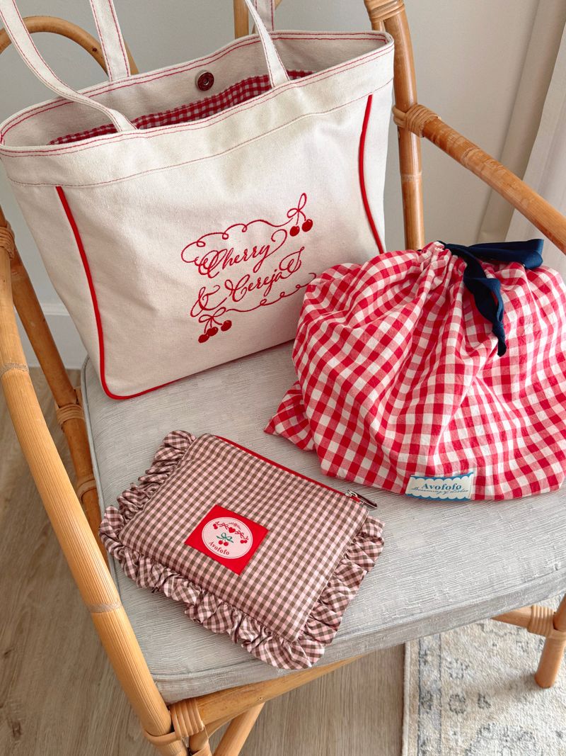 cherry & cereja Frill pouch bag check pattern cross bag