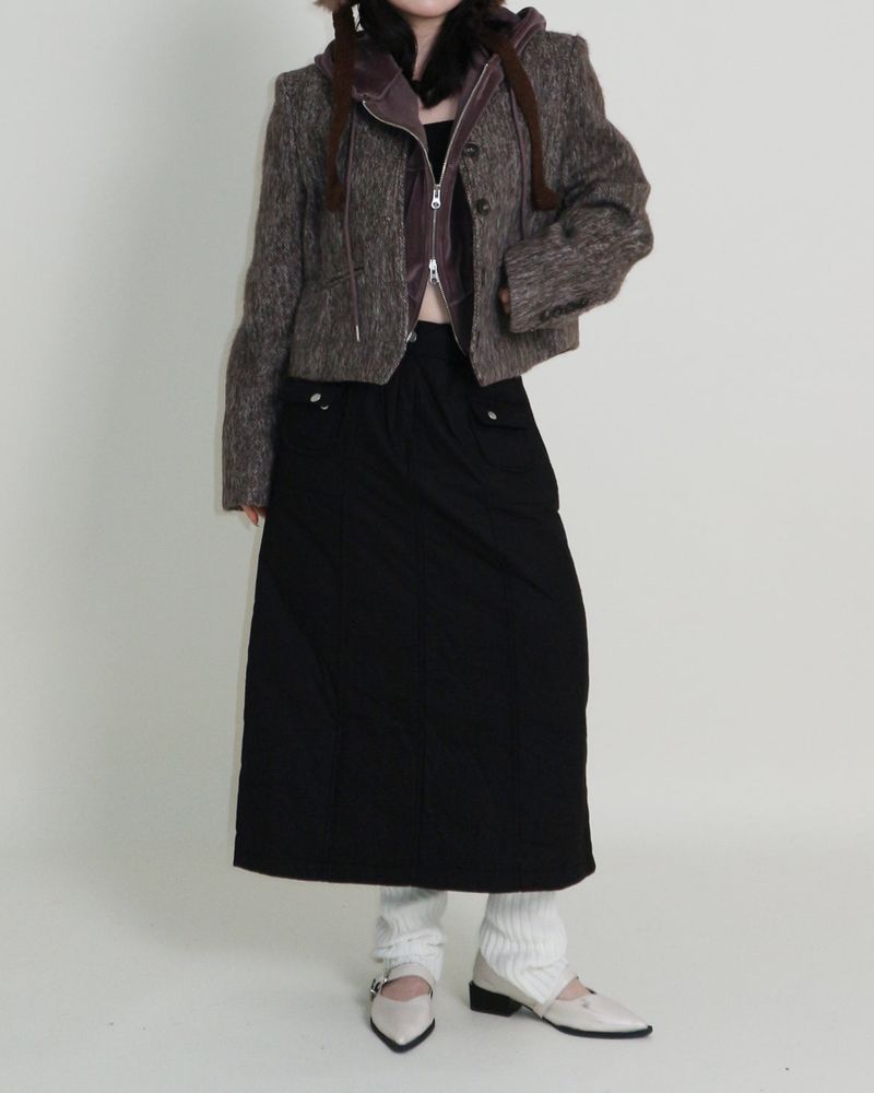 Linda Brush Mohair Crop Long Sleeve Jacket