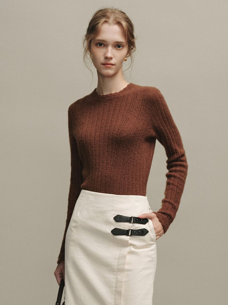 BETH woolen wave neck knit
