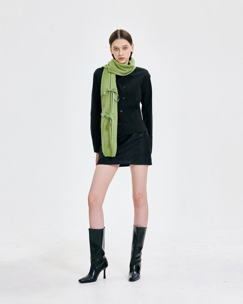 Ribbon Tied Muffler _ GREEN