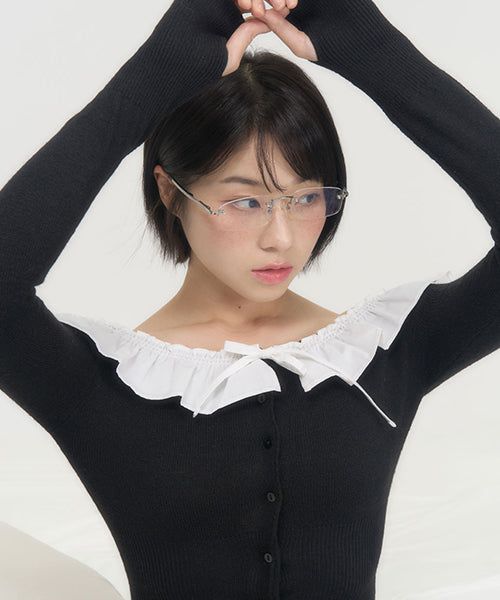 FRILL CROP CARDIGAN (BLACK)