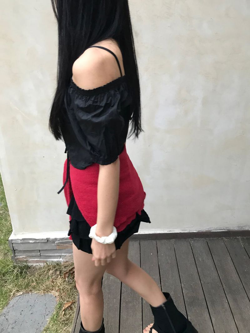 Lovely Note Two-Way Square Neck Off Shoulder Ribbon BLouse
