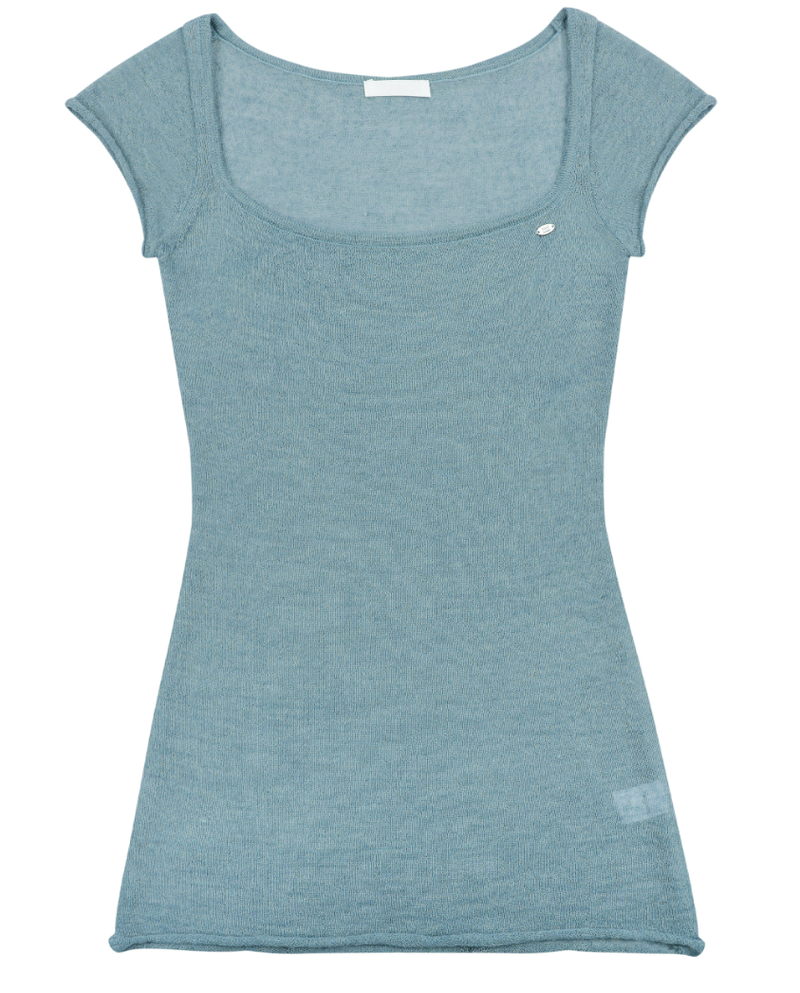 Retro Deep Square-Neck Knit T
