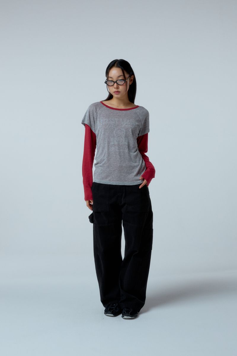 Street league blur artwork double layer long sleeve (Red)