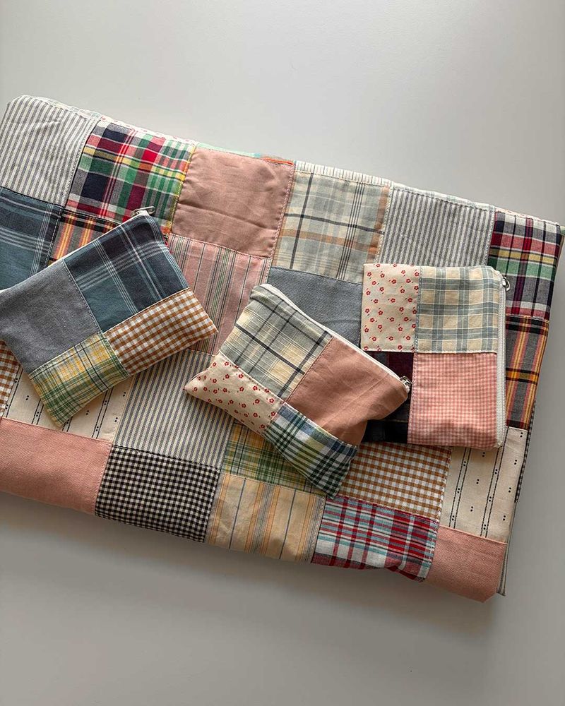 Patch work flat pouch
