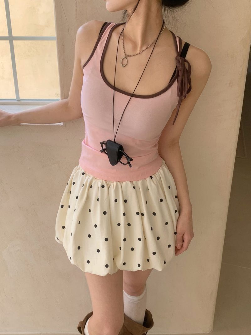 Dot Mellow Balloon Fit Mini Skirt