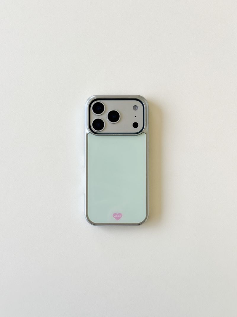 [Magsafe] MINT CREAM Silver Glass Bumper Case