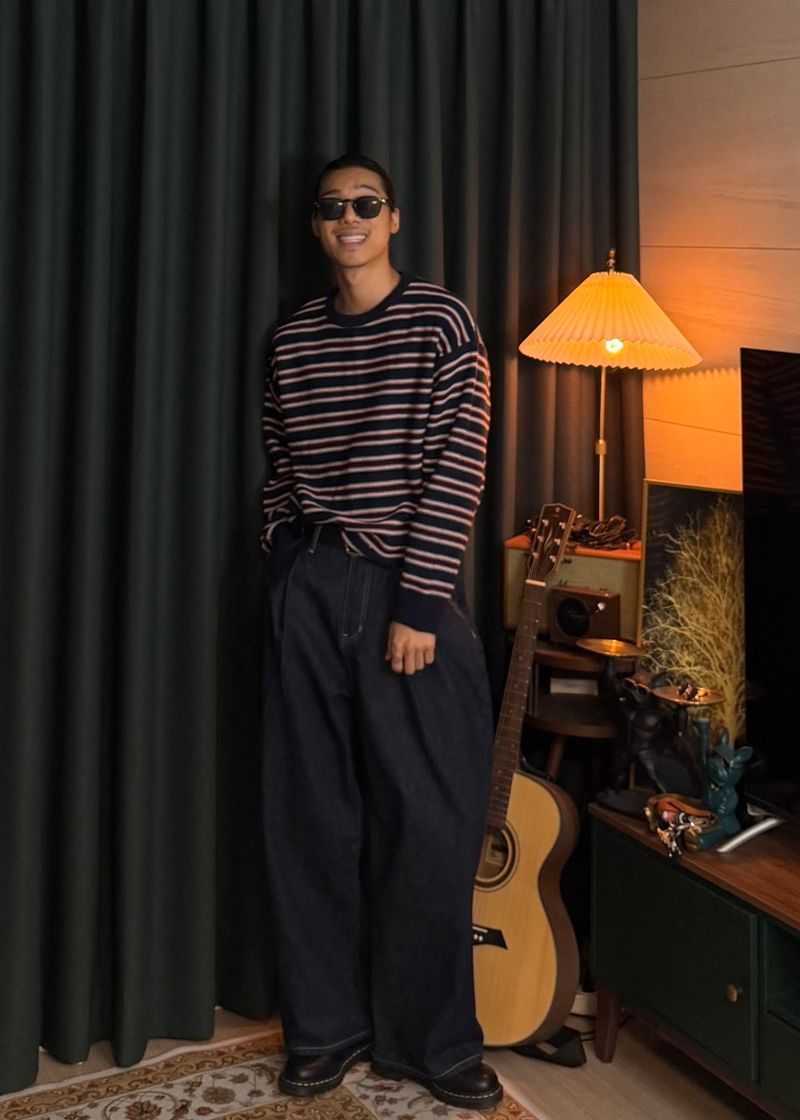 Reverse stripe knit 2COLOR