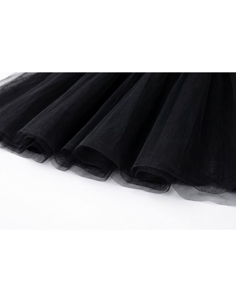 Sera Balletcore Tulle Volume Midi Skirt Black