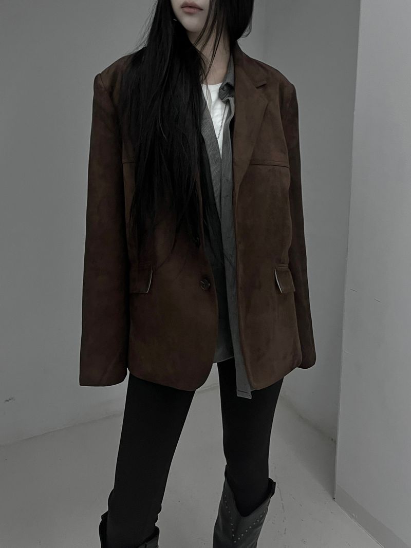 line suede blazer jacket (2color)