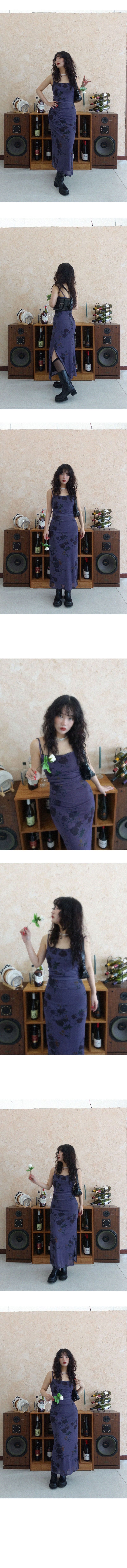 JANET DARK FLOWER SLIT DRESS