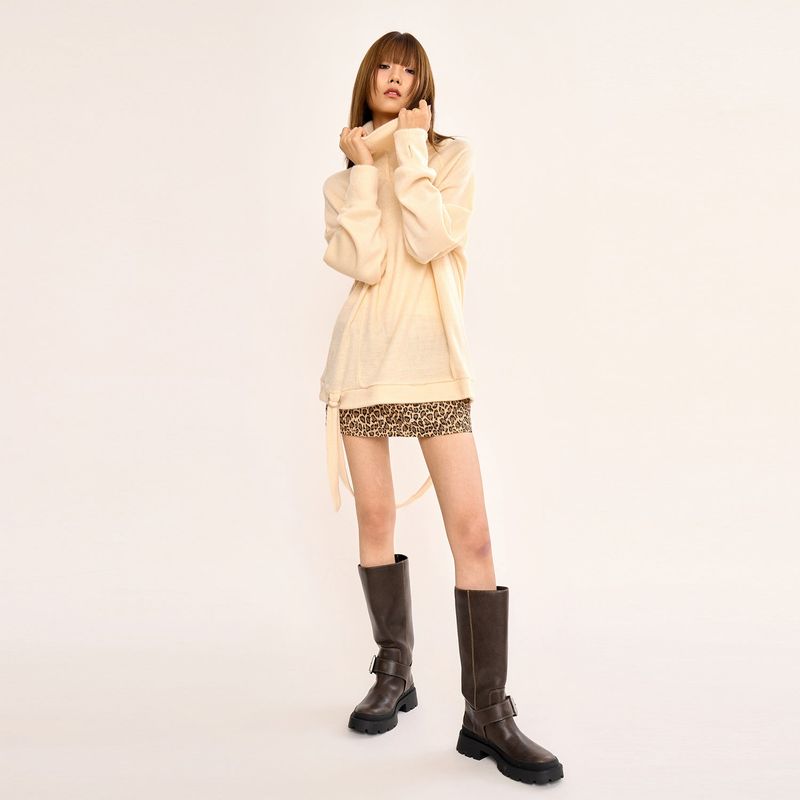 Hairy Zipslit Pullover - Ivory