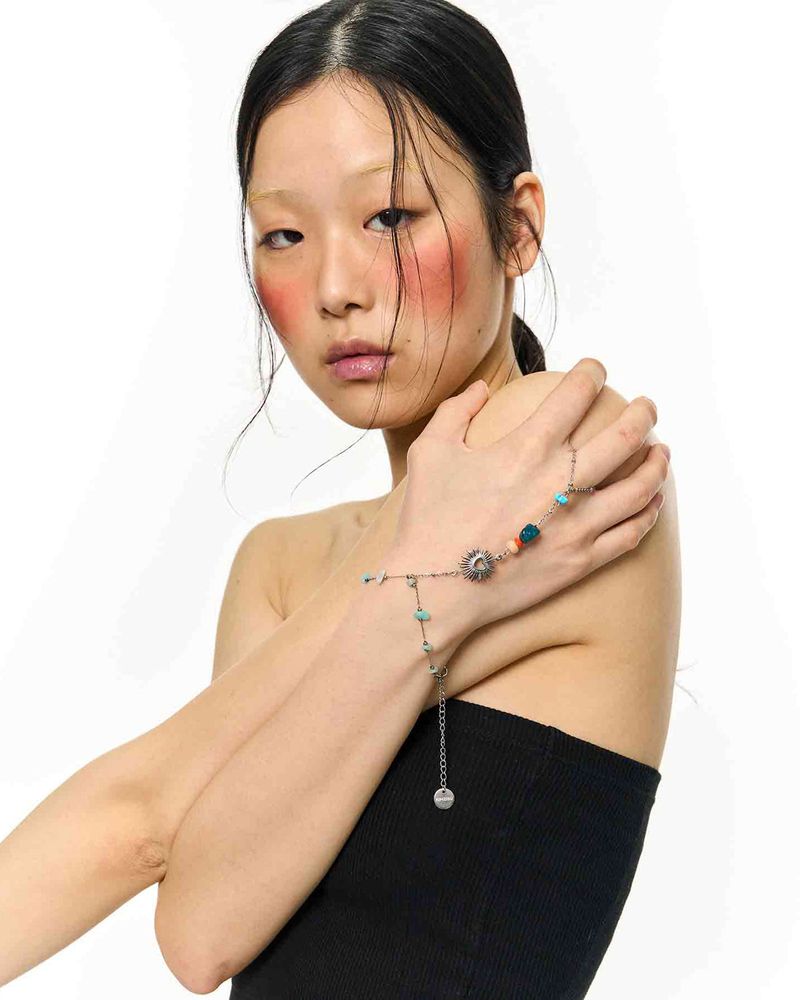 Chain Link Ring Bracelet - Heart _ BLUE