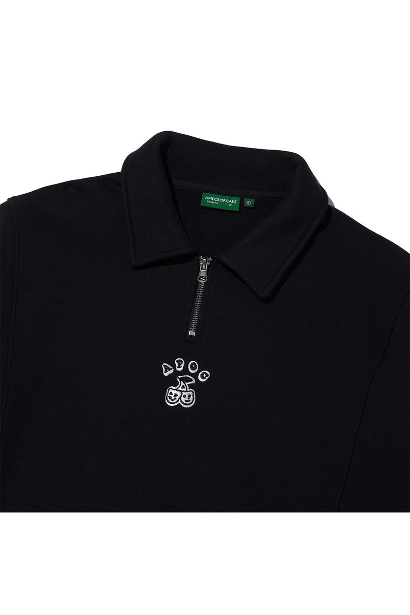 Cherry Bear Half Zipup Crewneck_Black