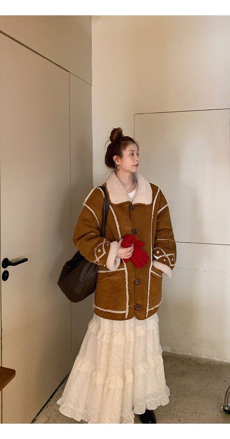 Camel suede oversized fit coat