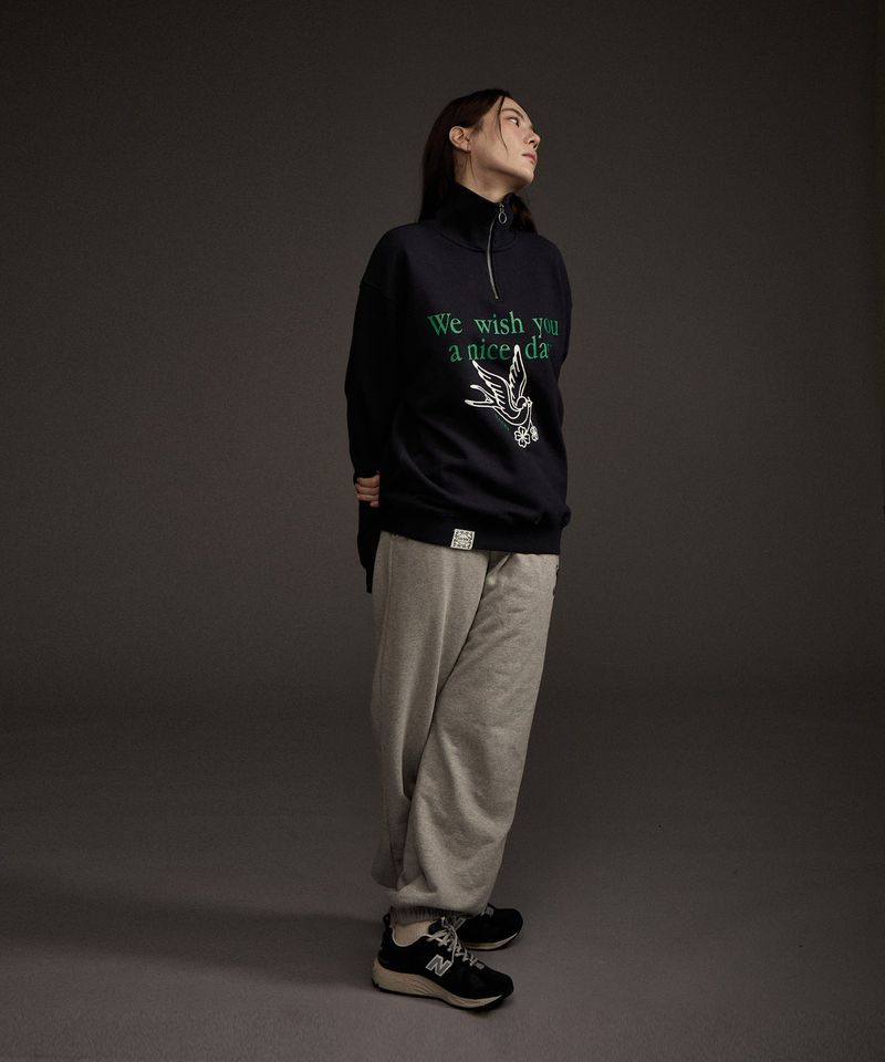 W BLUEBIRD HALF ZIP-UP SWEATSHIRT NAVY