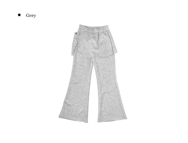 Wooeun Layered Bootcut Button Wrap Skirt Pants