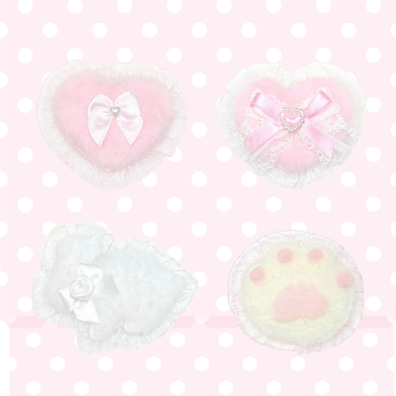 fluffy hair clip-white bunny