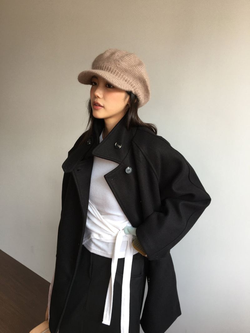 Classic High Neck Half Coat (2 Colors)