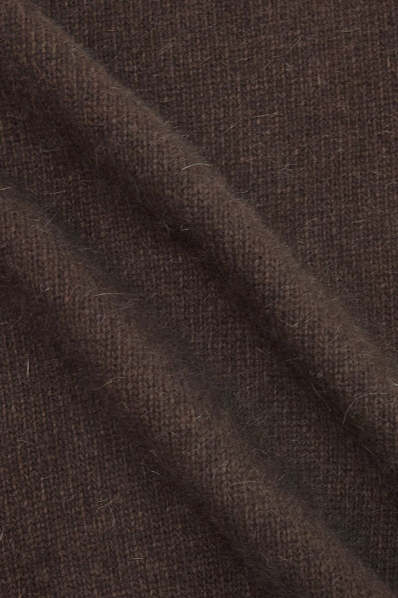 Puff raccoon half knit_brown