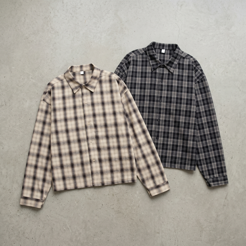 Retro Cropped Plaid Shirt