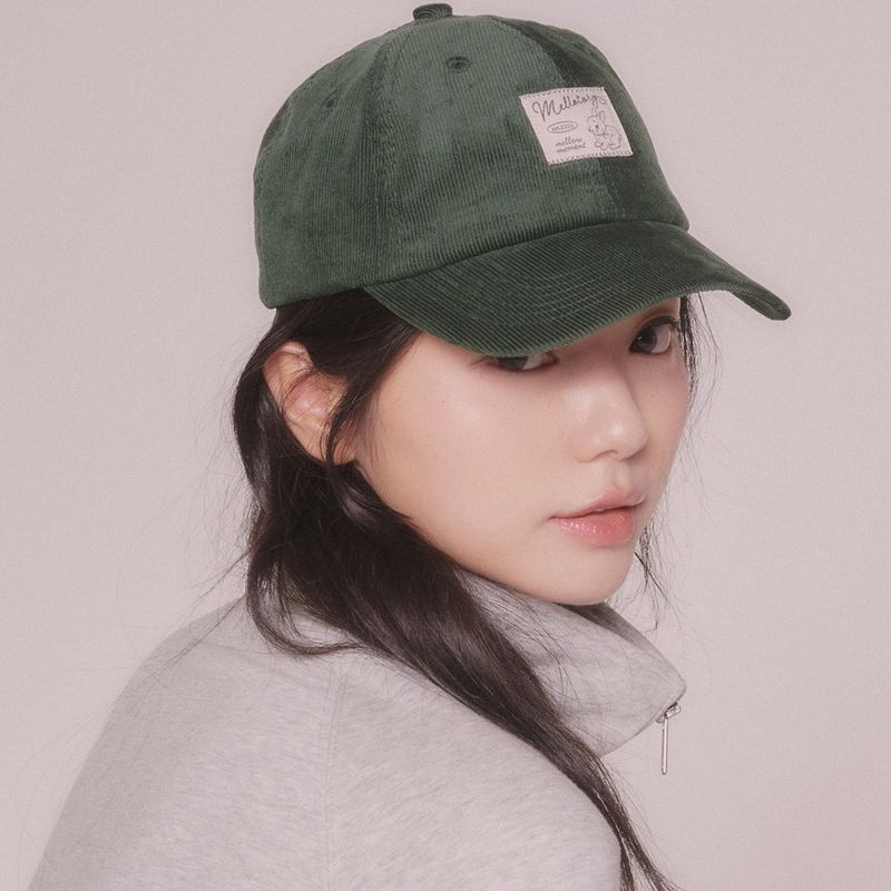 mellotory(メロートリー)の「RABBIT LABEL CODUROY BALL CAP (DARK GREEN)(Hats)」