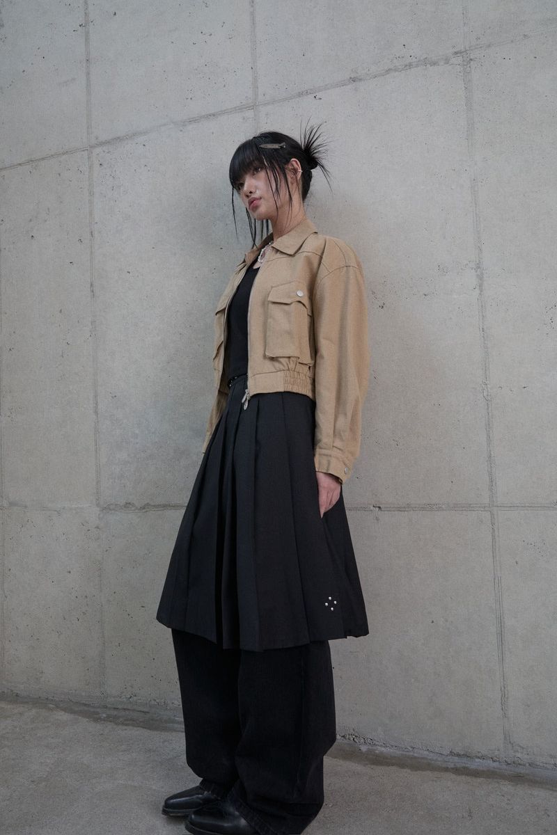 (W) Short cotton Harrington jacket