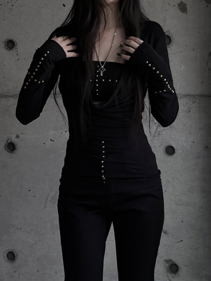 [set] cowl neck cross two-piece set