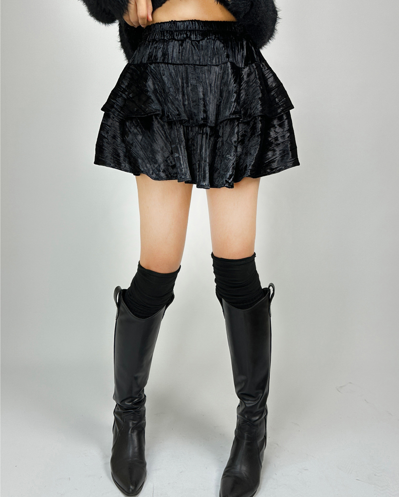 BASIC BOW-DETAIL SEMI-CROPPED STRETCH ROUND U-NECK LONG-SLEEVE TEE