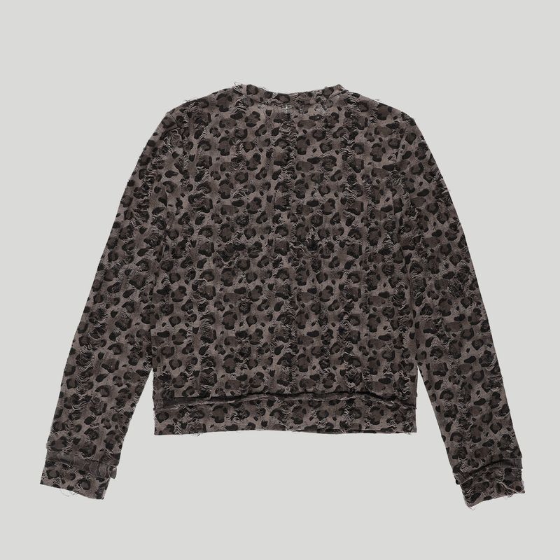 DISTRESSED LEOPARD CARDIGAN