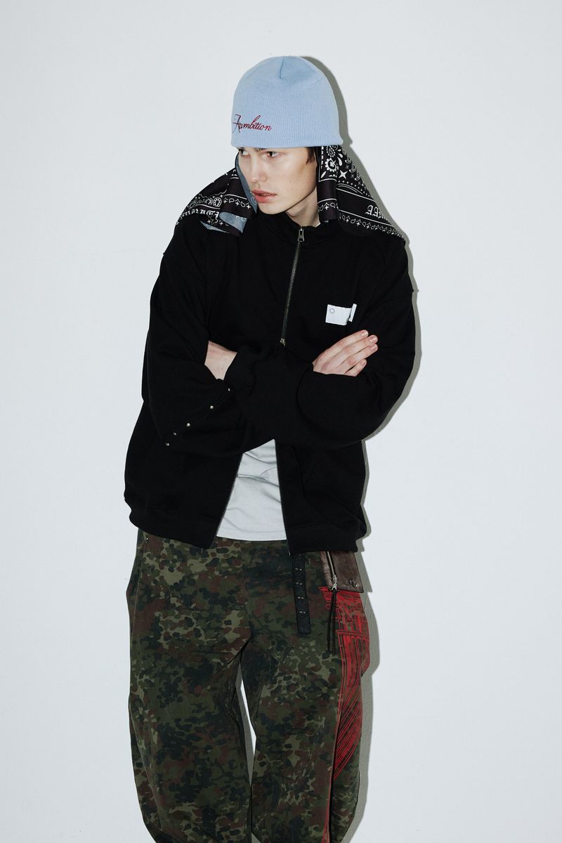 Rivet Wide Sweat Zip-up (Clean-black)