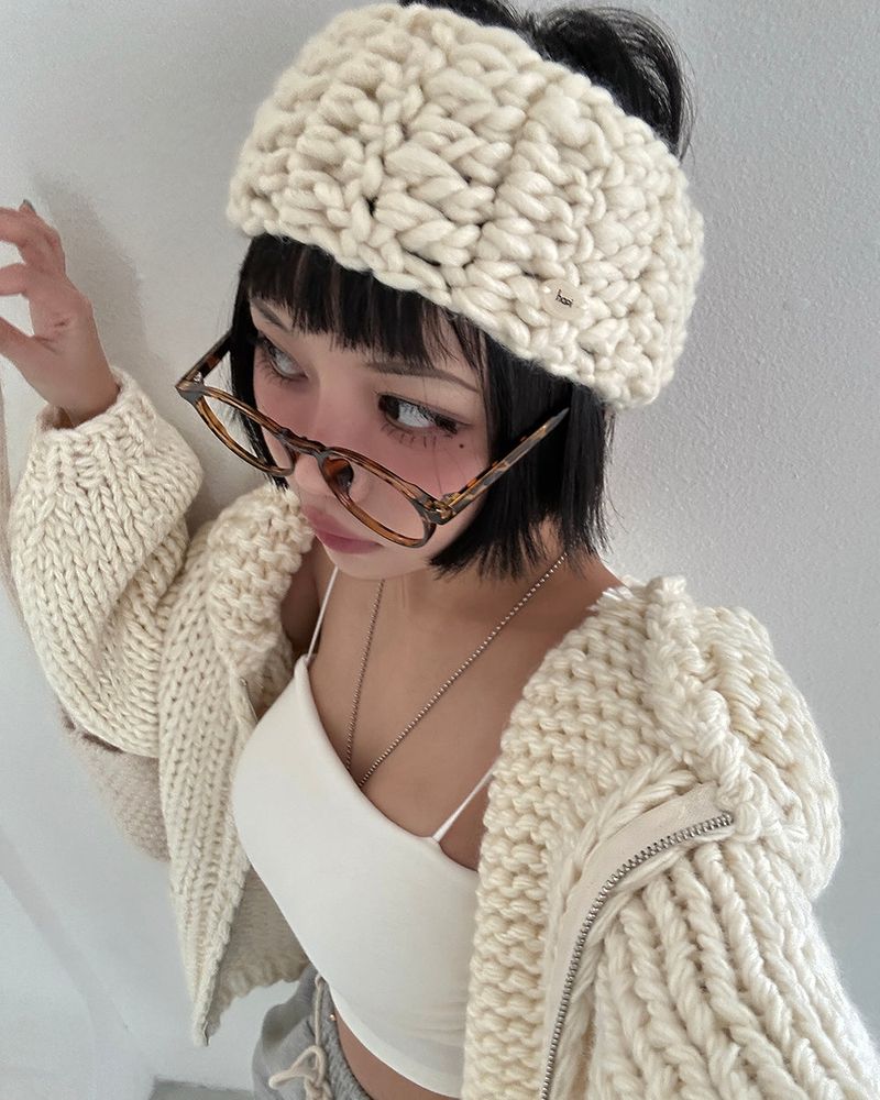 [Handmade] Wool knit zip-up jacket