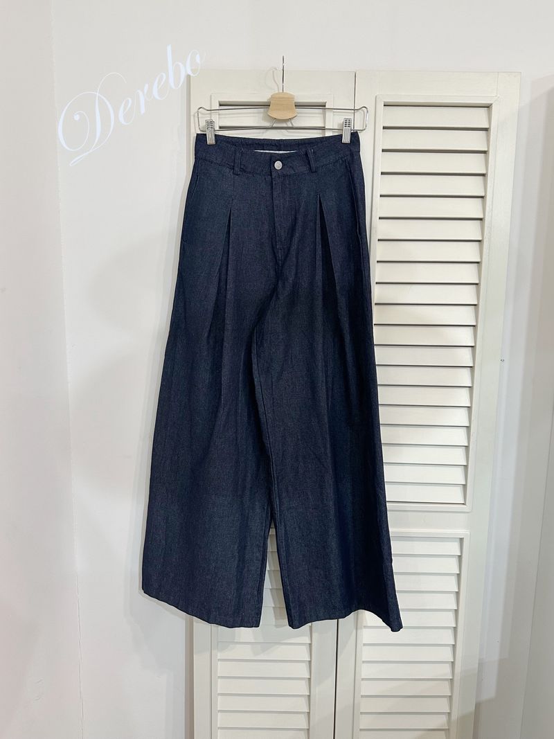 Dark blue denim vest pants two-piece