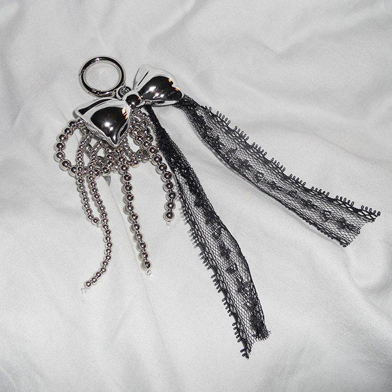 Black frill ribbon keyring