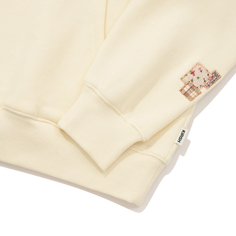 WITTY BUNNY PATCHWORK GRAPHIC NAPPING HOODIE [IVORY]