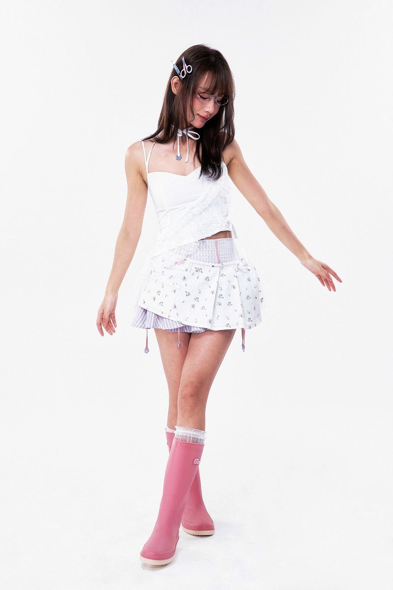 PLÜF Detachable Ruffle Top (White)