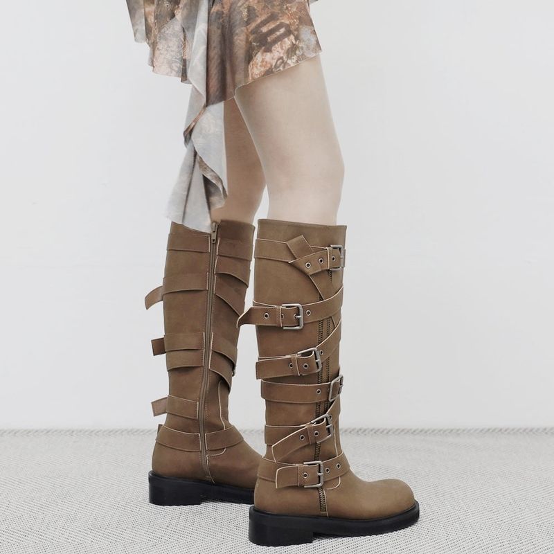 micello buckle long boots