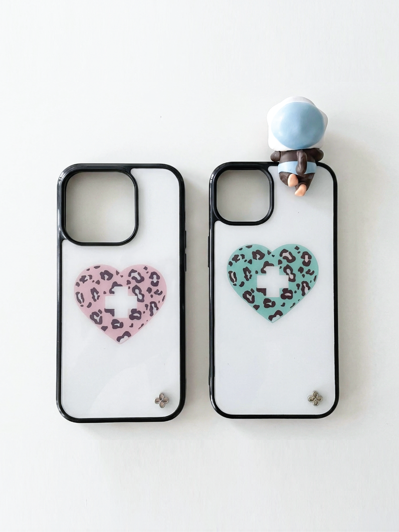 [Glass] Leopard Heart Case (Mag safe)