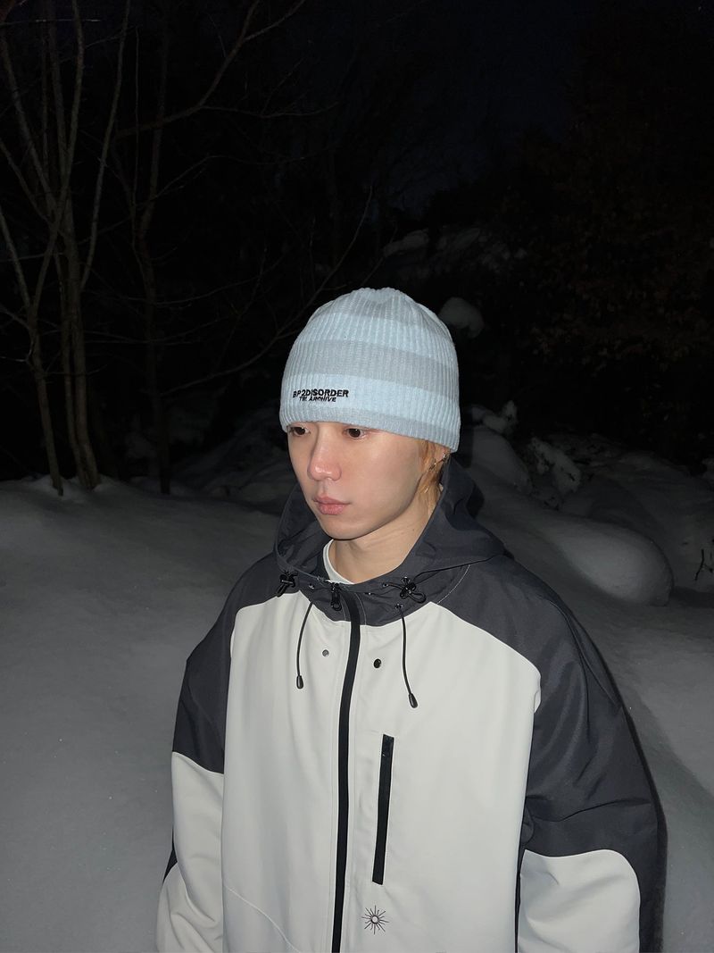 Striped Beanie Blue