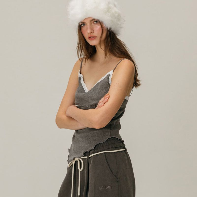 LACE WAVE SLEEVELESS / GREY