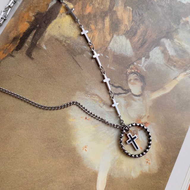 ky Coin Black Cross Two Way Necklace