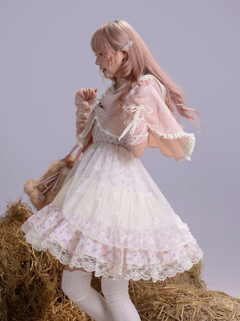 rose island（ローズアイランド）の「ROSE ISLAND Fluffy Forest Language Knitted Fleece Cape with Sleeves（Jackets/Outerwear）」